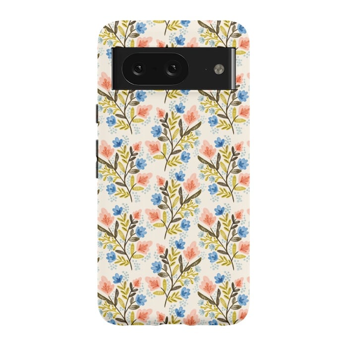 Pixel 8 StrongFit Peach and Blue Floral by Noonday Design