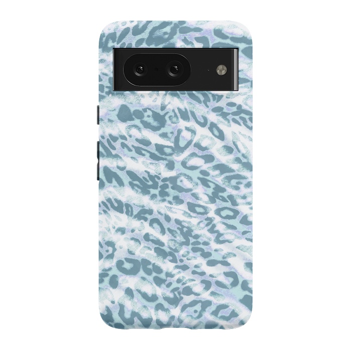 Pixel 8 StrongFit Baby blue brushed leopard print and tiger stripes by Oana 
