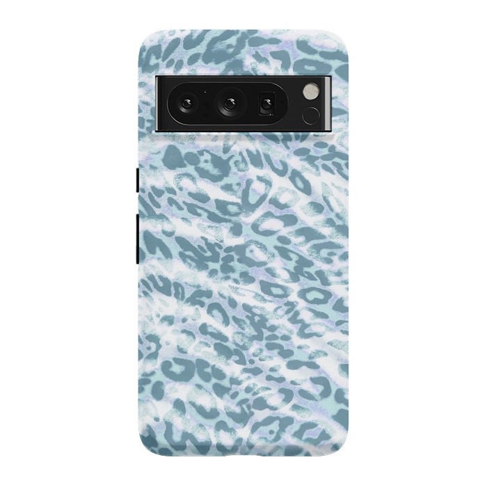 Pixel 8 Pro StrongFit Baby blue brushed leopard print and tiger stripes by Oana 