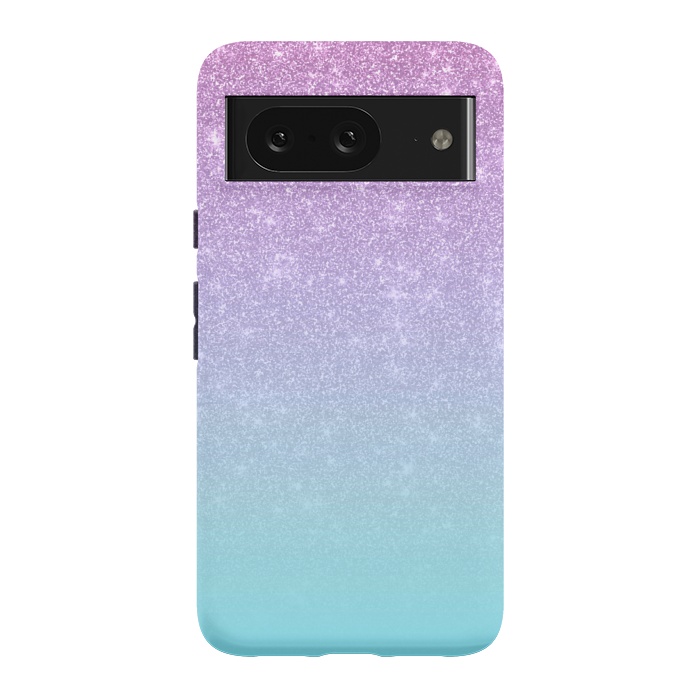 Pixel 8 StrongFit Girly Purple Blue Glitter Ombre Gradient by Julie Erin Designs