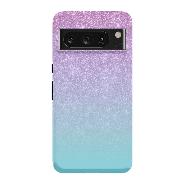 Pixel 8 Pro StrongFit Girly Purple Blue Glitter Ombre Gradient by Julie Erin Designs