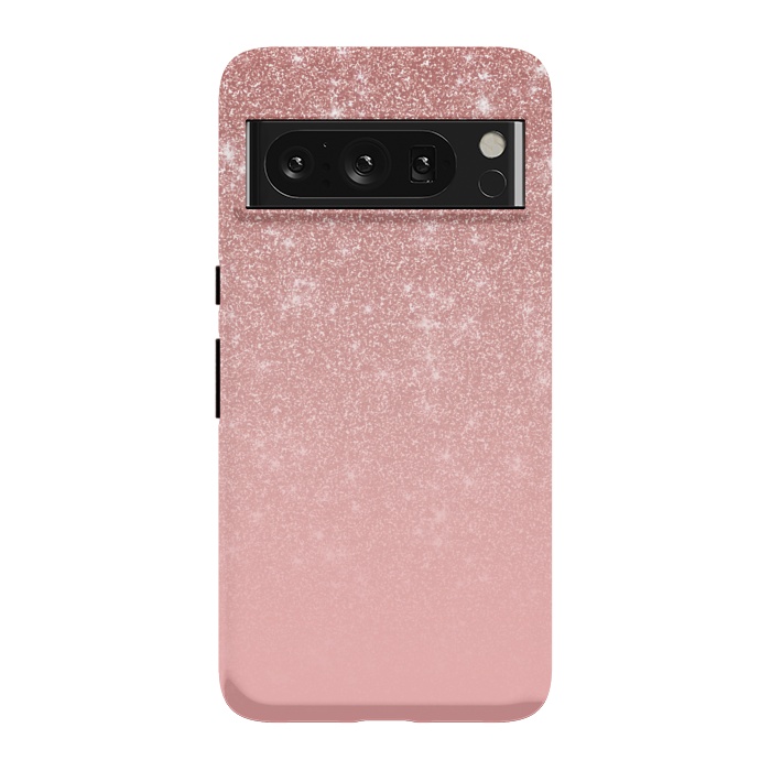Pixel 8 Pro StrongFit Glam Rose Gold Glitter Ombre by Julie Erin Designs