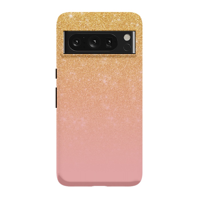 Pixel 8 Pro StrongFit Girly Gold and Pink Glitter Ombre Gradient by Julie Erin Designs