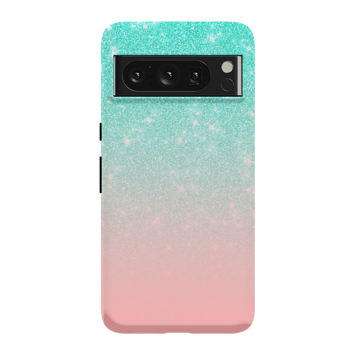 Pixel 8 Pro StrongFit Girly Pastel Blue Pink Glitter Ombre Gradient by Julie Erin Designs