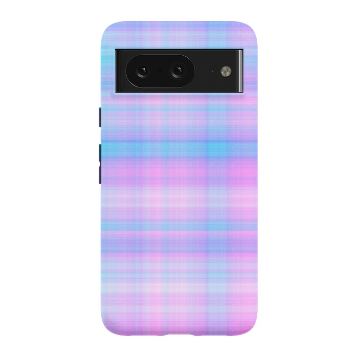 Pixel 8 StrongFit Girly Pastel Plaid Blue Pink by Julie Erin Designs