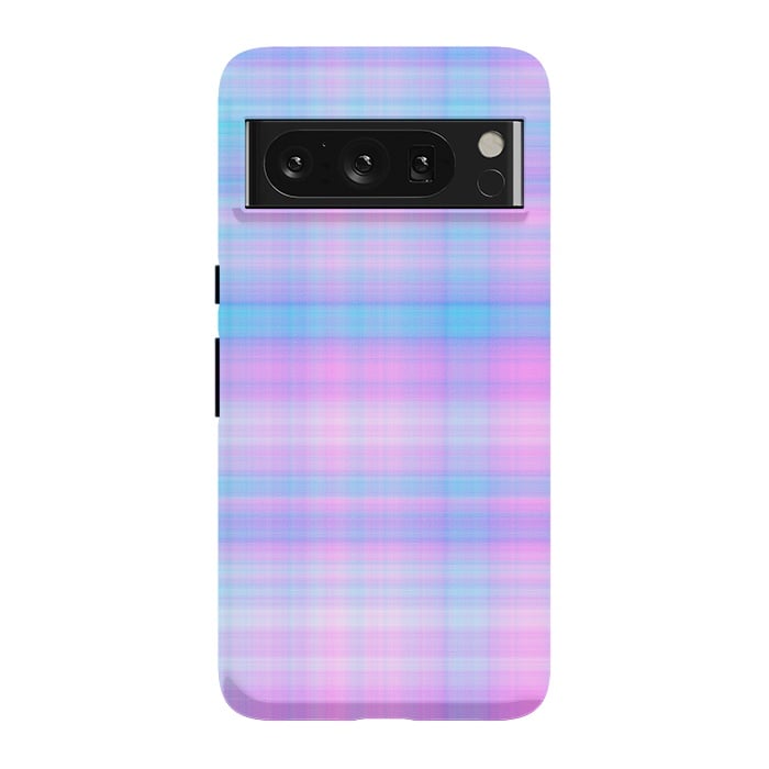 Pixel 8 Pro StrongFit Girly Pastel Plaid Blue Pink by Julie Erin Designs