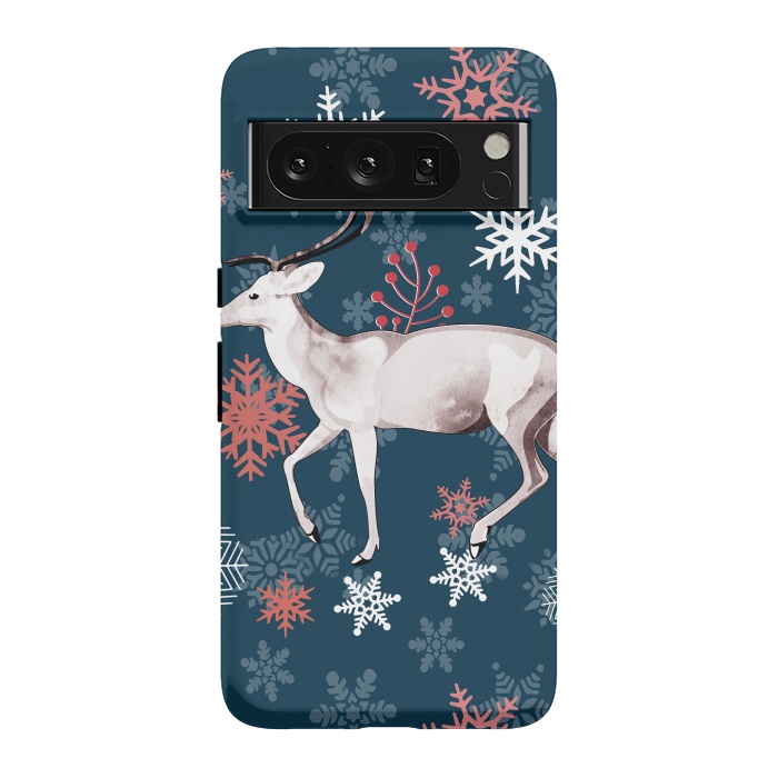 Pixel 8 Pro StrongFit Reindeer and snowflakes winter illustration by Oana 