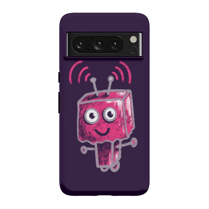 Pixel 8 Pro StrongFit Cute Pink Robot With Paper Bag Head Kids by Boriana Giormova