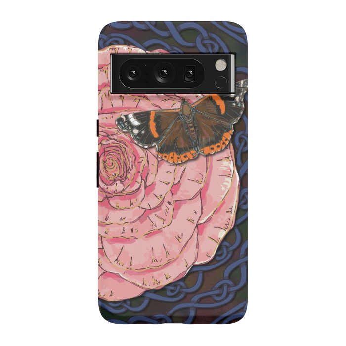 Pixel 8 Pro StrongFit Pink Rose and Butterfly by Lotti Brown