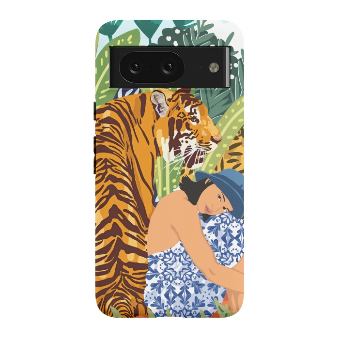 Pixel 8 StrongFit Awaken The Tiger Within Illustration, Wildlife Nature Wall Decor, Jungle Human Nature Connection by Uma Prabhakar Gokhale
