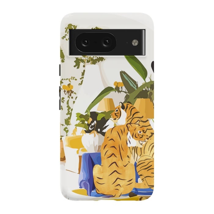 Pixel 8 StrongFit Tiger Reserve Villa | Bohemian Tropical Jungle Décor | Pastel Honeymoon Couple Love Wildlife by Uma Prabhakar Gokhale
