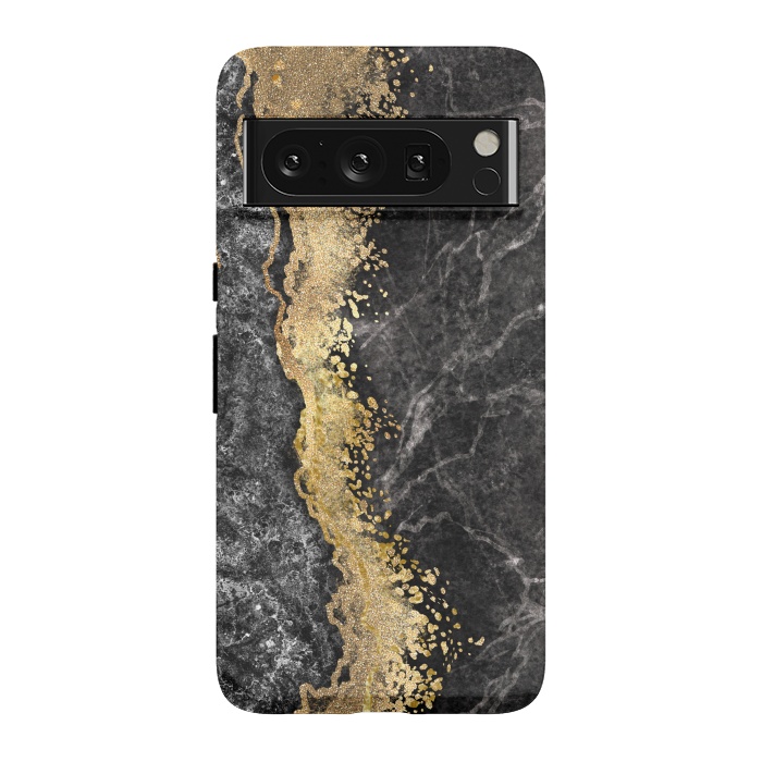 Pixel 8 Pro StrongFit Abstract background creative marble texture and gold leaf by ArtsCase