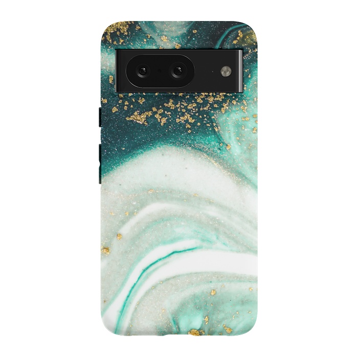 Pixel 8 StrongFit Green Marble Swirls and Agate Ripples by ArtsCase