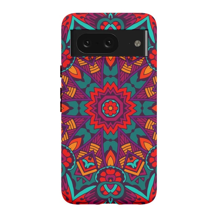 Pixel 8 StrongFit red geometric mandala by haroulita