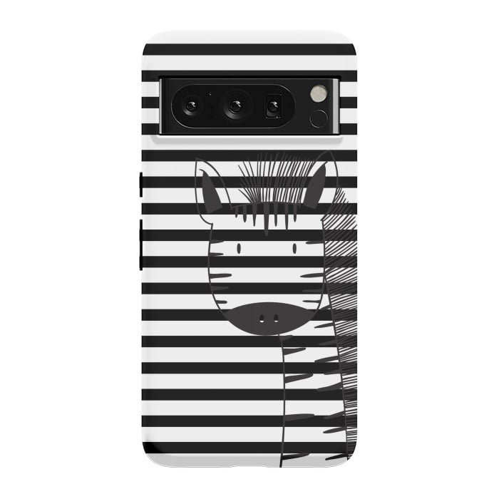 Pixel 8 Pro StrongFit minimal black white cute zebra by haroulita