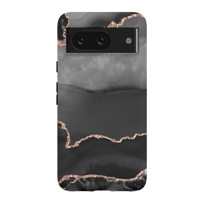 Pixel 8 StrongFit black rosegold agate by haroulita