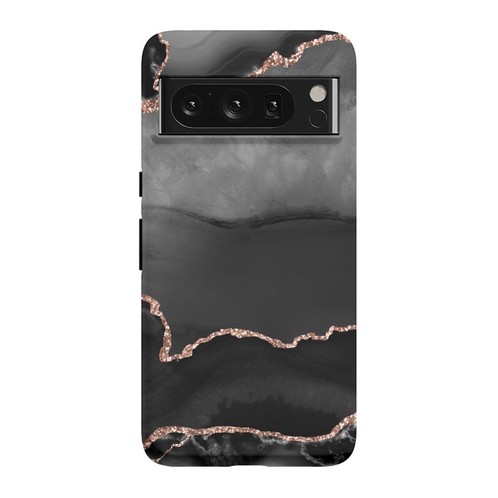 Pixel 8 Pro StrongFit black rosegold agate by haroulita