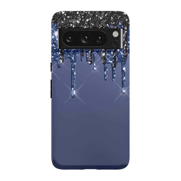 Pixel 8 Pro StrongFit blue black glitter drops by haroulita