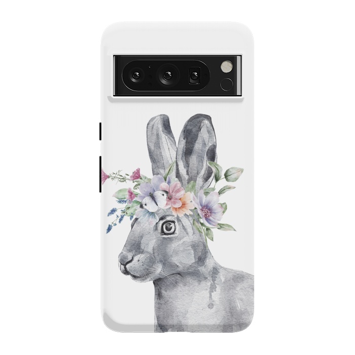 Pixel 8 Pro StrongFit cute watercolor rabbit with flowers by haroulita
