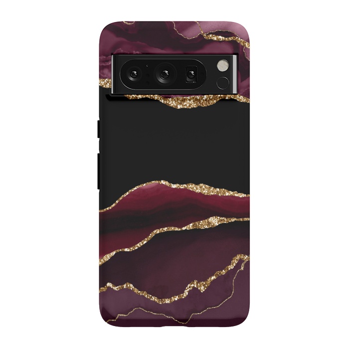 Pixel 8 Pro StrongFit burgundy agate marble by haroulita