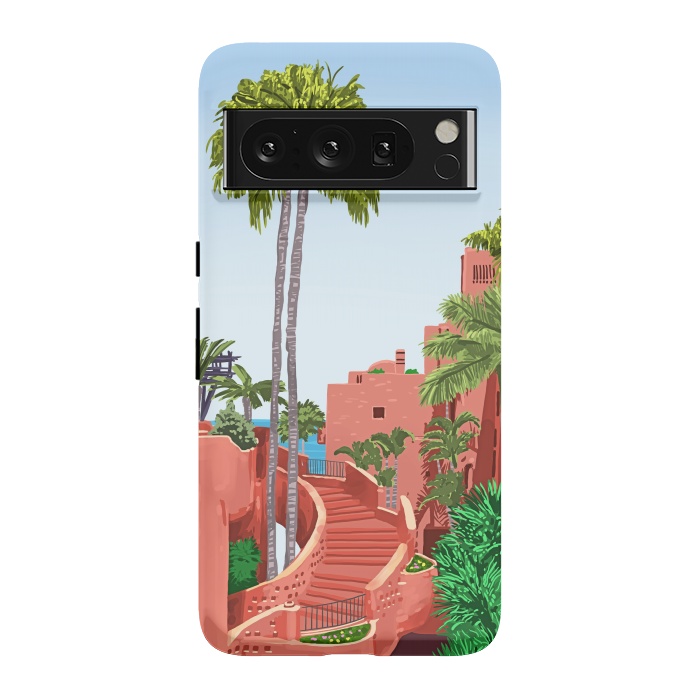 Pixel 8 Pro StrongFit Tropical Architecture, Mexico Exotic Places Building Illustration Bohemian Painting Palm by Uma Prabhakar Gokhale