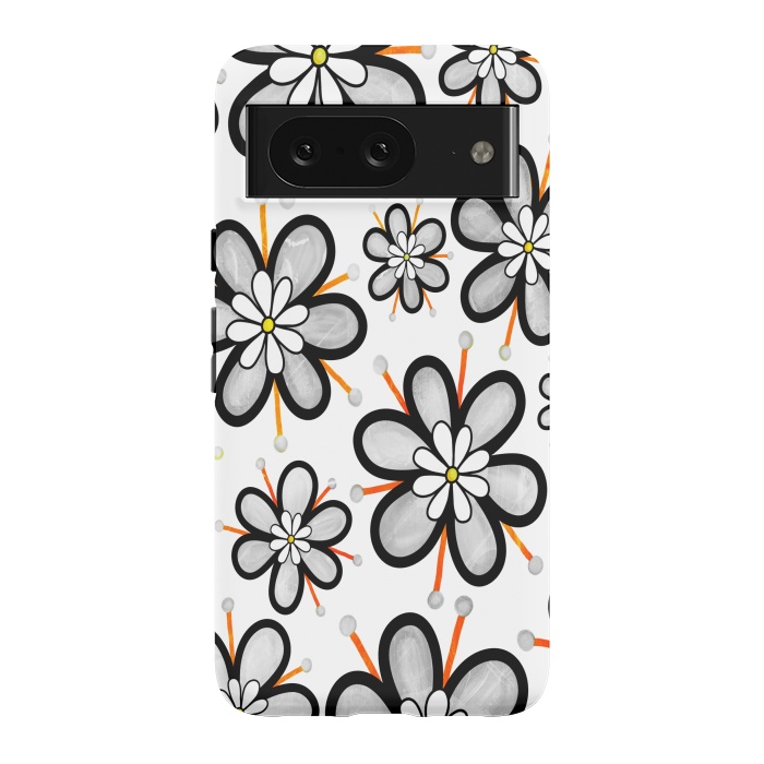 Pixel 8 StrongFit gray flowers  by haroulita