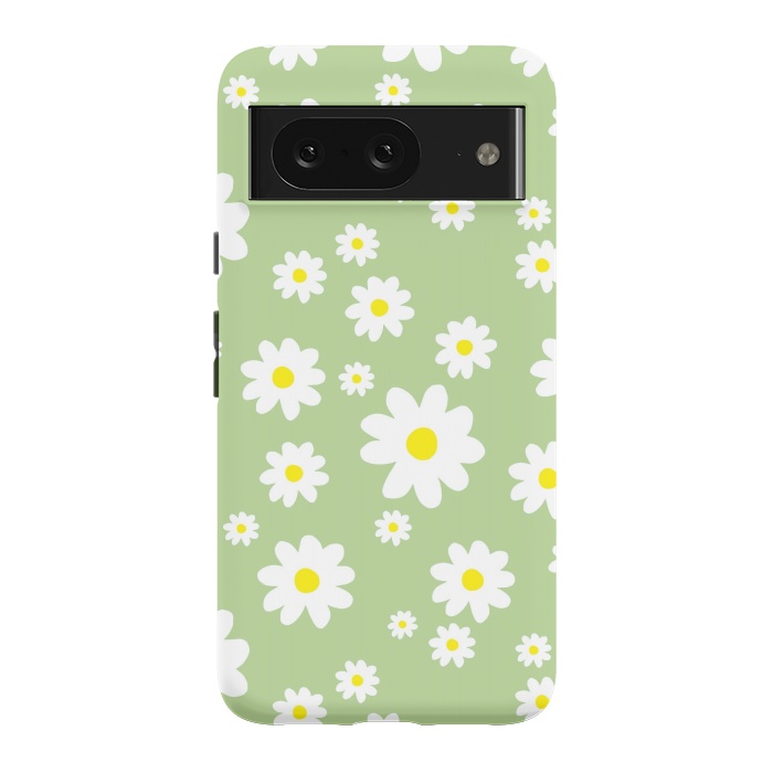 Pixel 8 StrongFit Spring Green Daisy Flower Pattern by Julie Erin Designs