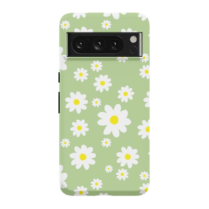Pixel 8 Pro StrongFit Spring Green Daisy Flower Pattern by Julie Erin Designs