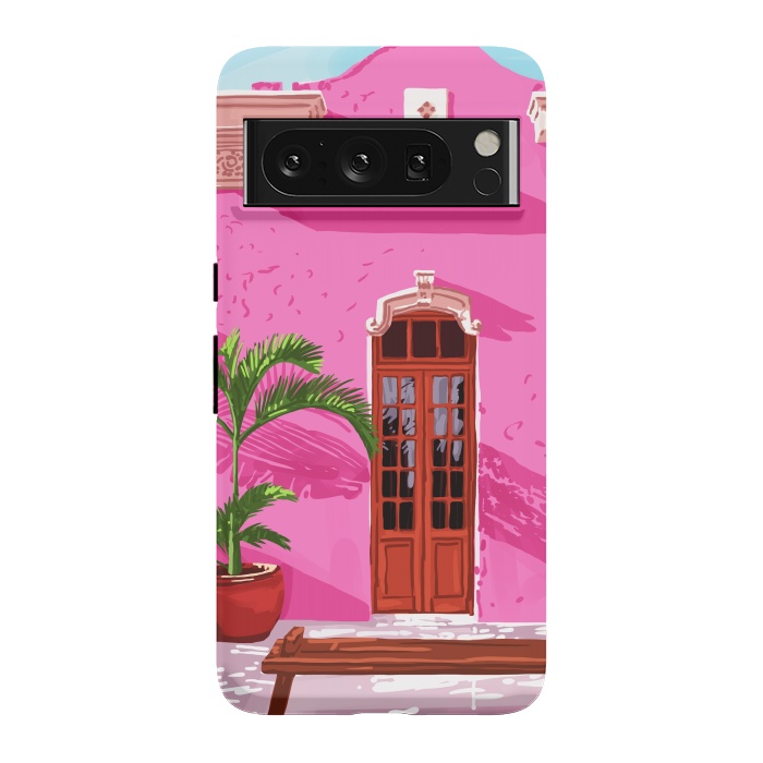 Pixel 8 Pro StrongFit Pink Building Architecture | Pop Art Travel House Painting | Modern Bohemian Décor Spain Palace by Uma Prabhakar Gokhale