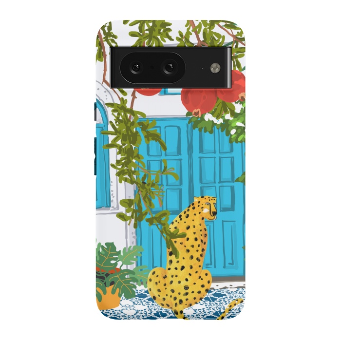 Pixel 8 StrongFit Cheetah Home, Morocco Architecture Illustration, Greece Cats Tropical Urban Jungle Pomegranate by Uma Prabhakar Gokhale