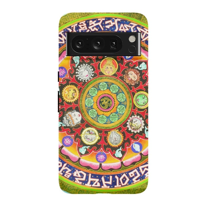 Pixel 8 Pro StrongFit Chakra Mandala, Ayurveda Yoga Aum, Eclectic Colorful Bohemian Sun Sign Moon Sign Zodiac Astrology by Uma Prabhakar Gokhale