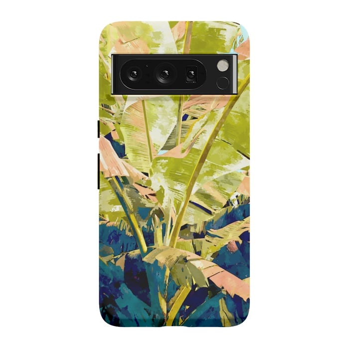 Pixel 8 Pro StrongFit Blush Banana Tree, Tropical Banana Leaves Painting, Watercolor Nature Jungle Botanical Illustration by Uma Prabhakar Gokhale