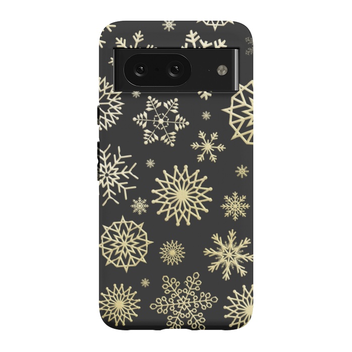Pixel 8 StrongFit black gold snowflakes by haroulita