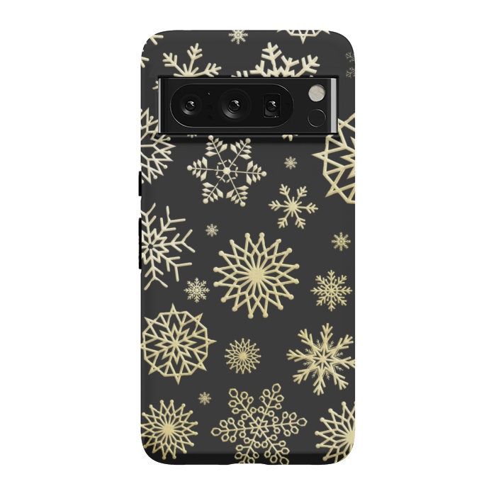 Pixel 8 Pro StrongFit black gold snowflakes by haroulita