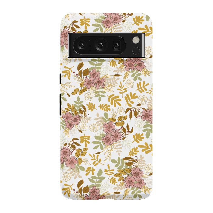 Pixel 8 Pro StrongFit Autumnal Florals in Pink and Mustard by Paula Ohreen