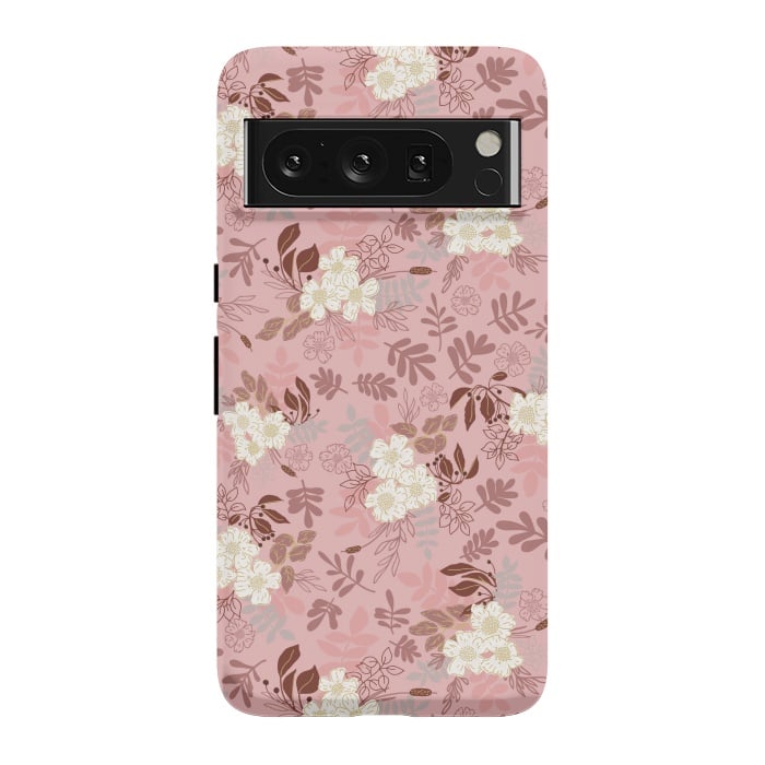 Pixel 8 Pro StrongFit Autumnal Florals in Pink and White by Paula Ohreen