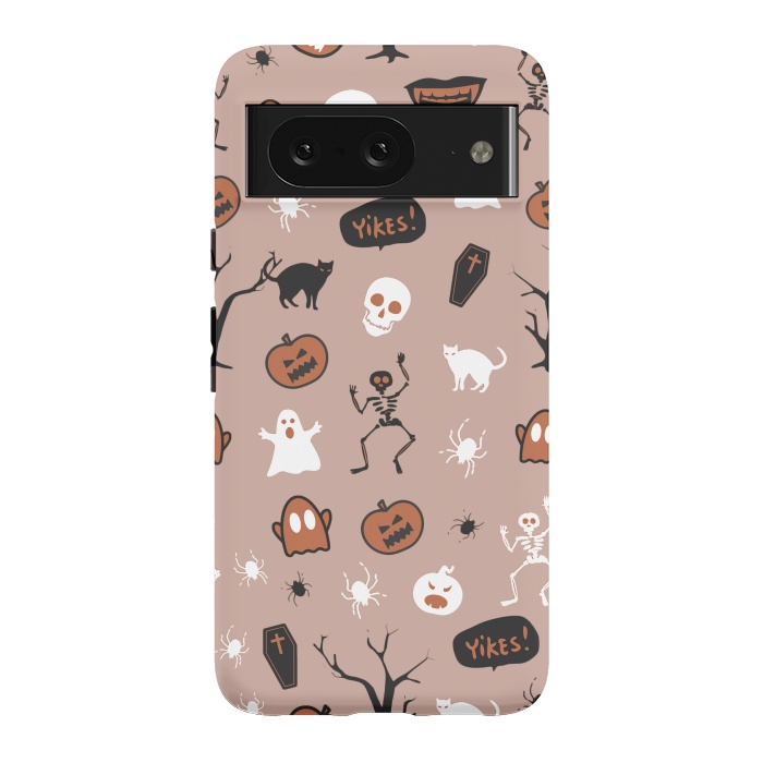 Pixel 8 StrongFit Halloween monsters pattern - skeletons, pumpkins, ghosts, cats, spiders by Oana 