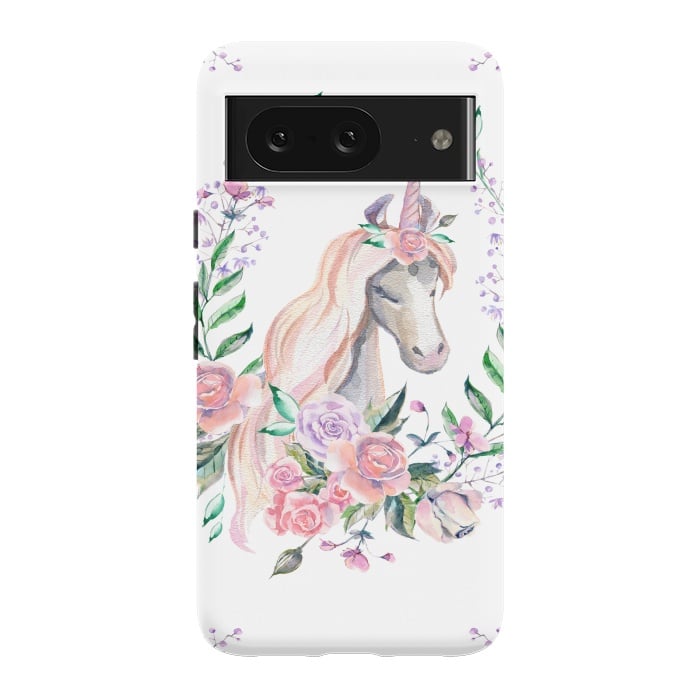 Pixel 8 StrongFit watercolor floral unicorn by haroulita