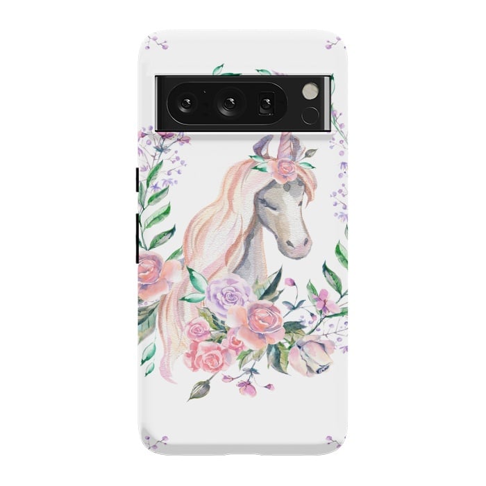 Pixel 8 Pro StrongFit watercolor floral unicorn by haroulita