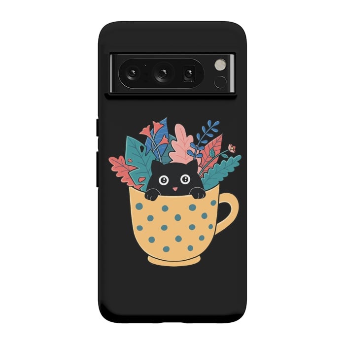 Pixel 8 Pro StrongFit Cat and flowers by Coffee Man