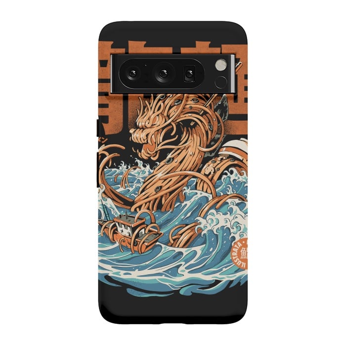 Pixel 8 Pro StrongFit Black Great Ramen Dragon off Kanagawa by Ilustrata