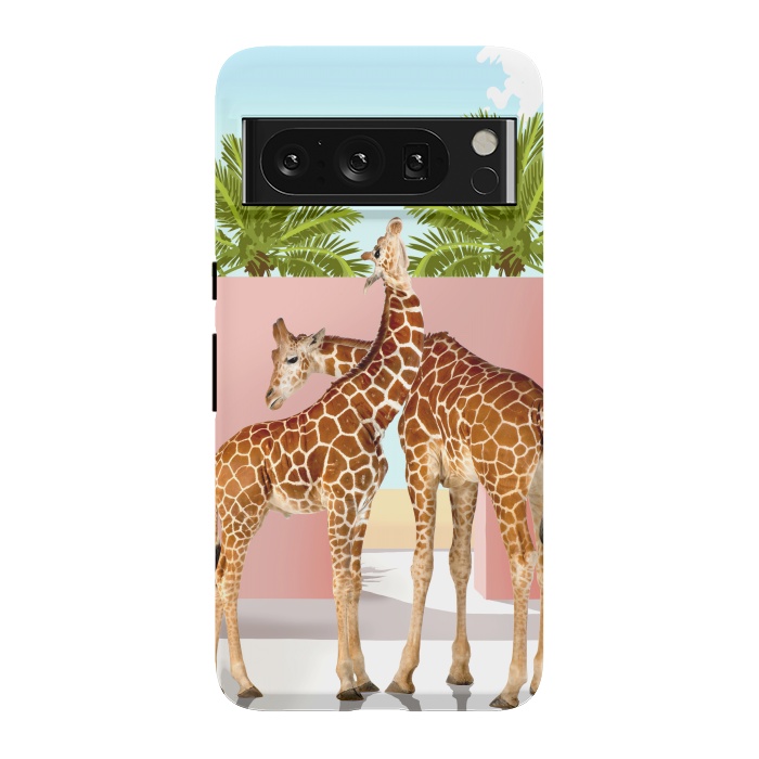 Pixel 8 Pro StrongFit Giraffe Villa | Contemporary Modern Architecture Digital Graphic Art | Wildlife Animals Palm Exotic by Uma Prabhakar Gokhale