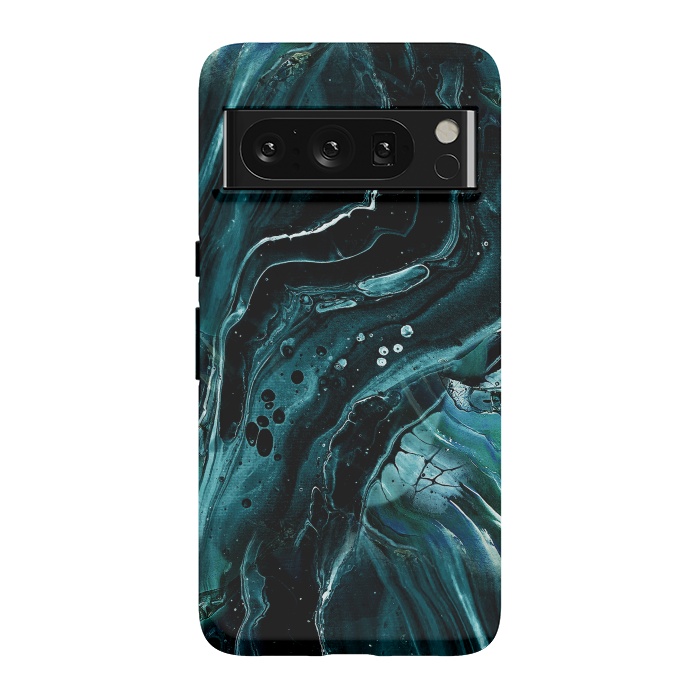 Pixel 8 Pro StrongFit Dark emerald green geode marble by Oana 