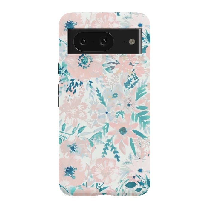 Pixel 8 StrongFit Watercolor wildflowers - petals and foliage pattern by Oana 