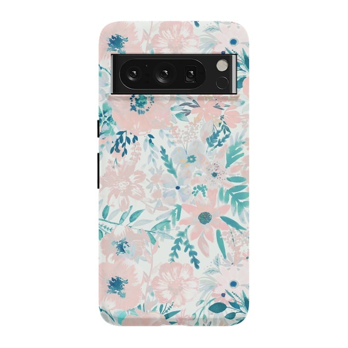 Pixel 8 Pro StrongFit Watercolor wildflowers - petals and foliage pattern by Oana 