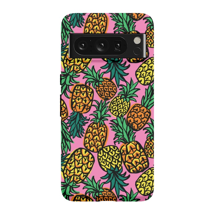 Pixel 8 Pro StrongFit Tropical Pineapples by Laura Grant