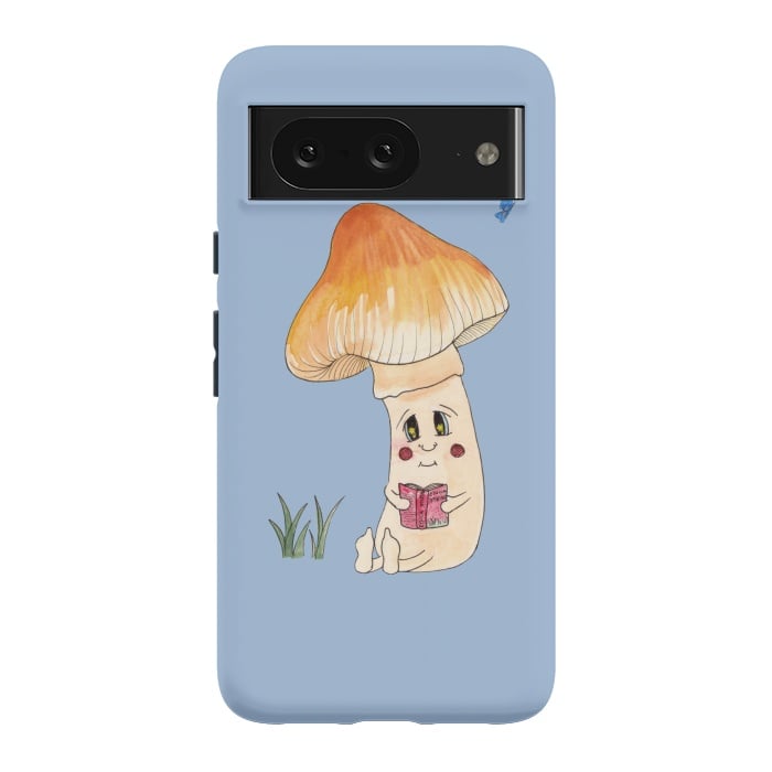 Pixel 8 StrongFit Cute Watercolor Mushroom Reading 3 by ECMazur 