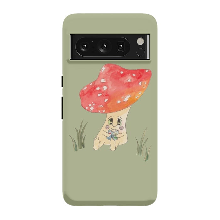 Pixel 8 Pro StrongFit Cute Watercolour Mushroom Reading 4 by ECMazur 