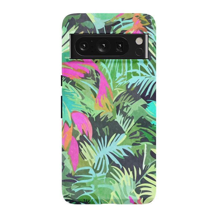 Pixel 8 Pro StrongFit Tropical Jungle, Botanical Nature Plants, Palm Forest Bohemian Watercolor, Modern Wild Painting by Uma Prabhakar Gokhale