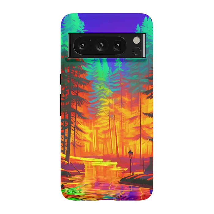 Pixel 8 Pro StrongFit The Neon Mirage, Forest Trees Nature, Eclectic Electric Pop Art, Colorful Bright Contemporary Modern by Uma Prabhakar Gokhale